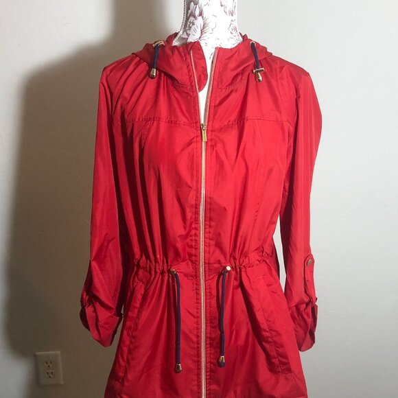 Susan Graver Red Lightweight Hooded Jacket - Size S - Picture 14 of 16
